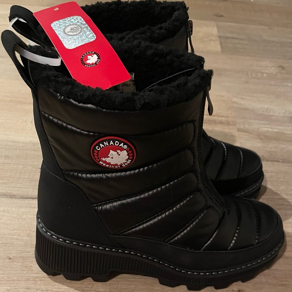 canada weather gear Black Chunky Platform Zip Quilted Boot 9 NWT